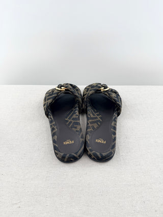 Fendi jacquard slide sandals zucca, 37