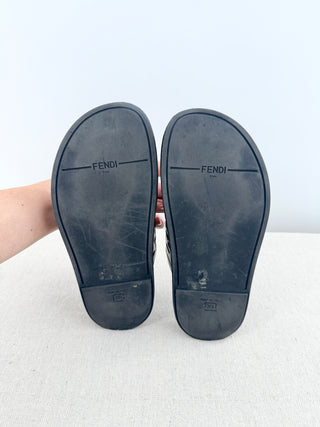 Fendi zucca slide sandals leather, 36.5