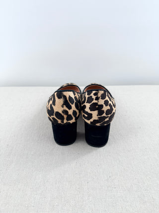 Kate Spade leopard pony hair block heel pumps, 10