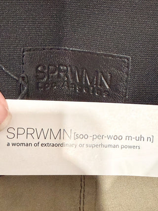 SPRWMN High Waisted Skinny Fit Leather Ankle Flare Pants Moss Green Women's XS