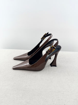 Saint Laurent dune 110 slingback pumps patent leather, 37