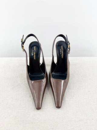 Saint Laurent dune 110 slingback pumps patent leather, 37