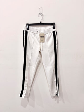Pam & Gela Exposed Seam Striped Ankle Track Pants White Women's Size P/US 0–2