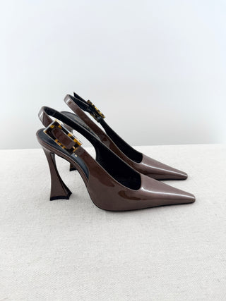 Saint Laurent dune 110 slingback pumps patent leather, 37