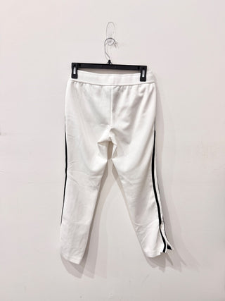 Pam & Gela Exposed Seam Striped Ankle Track Pants White Women's Size P/US 0–2