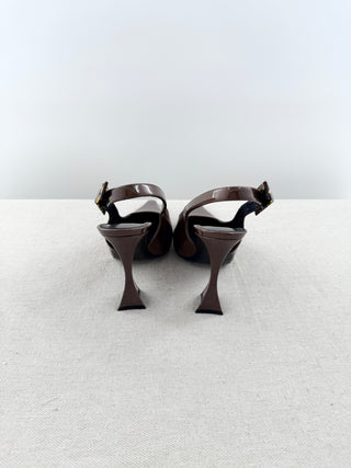 Saint Laurent dune 110 slingback pumps patent leather, 37