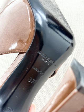 Saint Laurent dune 110 slingback pumps patent leather, 37