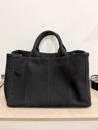 Prada canapa canvas denim tote bag