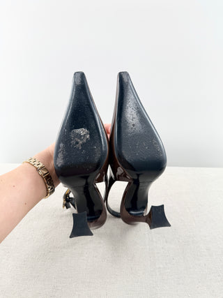 Saint Laurent dune 110 slingback pumps patent leather, 37