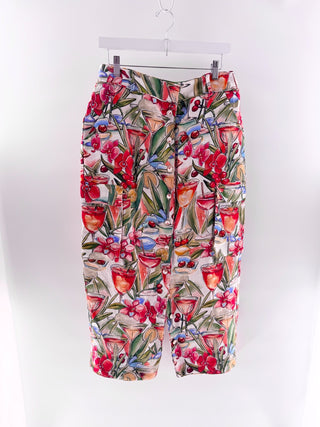 Farm Rio cocktail off white pattern crop top and maxi skirt, M
