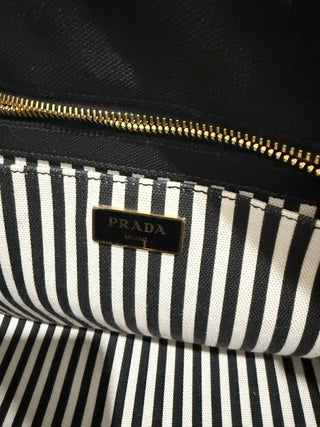 Prada canapa canvas denim tote bag