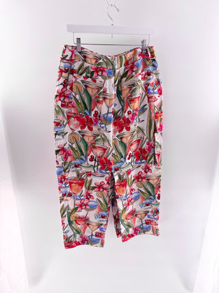 Farm Rio cocktail off white pattern crop top and maxi skirt, M