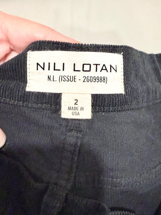Nili Lotan Roe Cotton-Blend Corduroy Bootcut Pants Jet Black Women's Size 2 (XS)