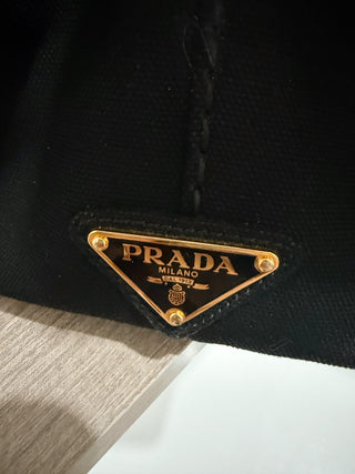 Prada canapa canvas denim tote bag