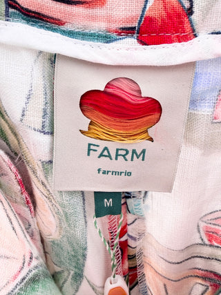 Farm Rio cocktail off white pattern crop top and maxi skirt, M