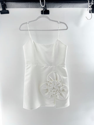 Delfi colective sleeveless satin mini dress with flower, M