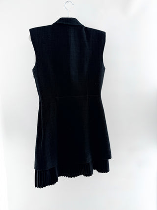 Sandro tweed sleeveless blazer mini dress with pleated trim, L