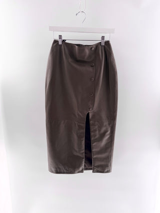 Karina Grimaldi Asymmetrical Leather Midi Skirt, XS