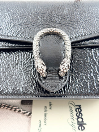 Gucci super mini dionysus texture patent leather bag