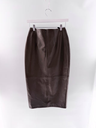 Karina Grimaldi Asymmetrical Leather Midi Skirt, XS