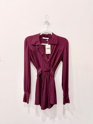 Prada long sleeve tie waist blouse top, 42