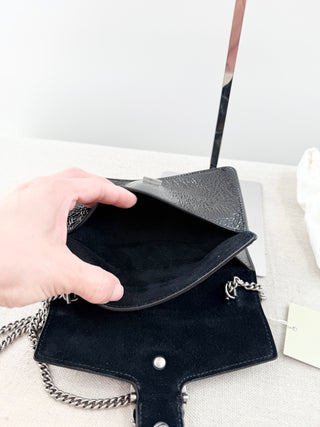 Gucci super mini dionysus texture patent leather bag