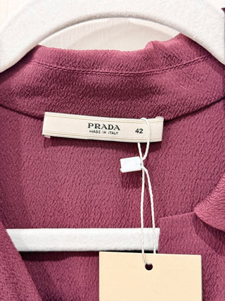 Prada long sleeve tie waist blouse top, 42