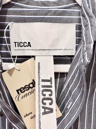 TICCA Somelos Tecidos Striped High-Low Button Down Shirt Gray Women's F/One Size