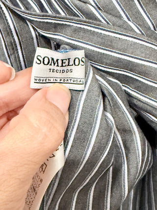 TICCA Somelos Tecidos Striped High-Low Button Down Shirt Gray Women's F/One Size