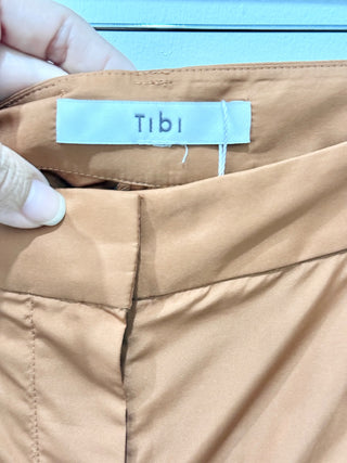 Tibi Twill Pleated Front High Rise Wide-Leg Trouser Pants Brown Women's Size 30