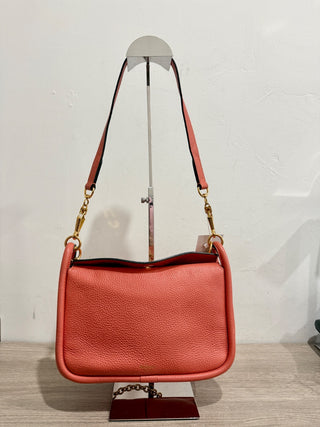 Mulberry Leather Leighton Shoulder Handbag with Chain Strap Coral Orange