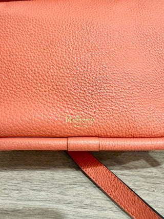 Mulberry Leather Leighton Shoulder Handbag with Chain Strap Coral Orange