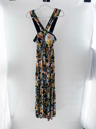 Saylor Starlee Floral Halter Neck Tiered Maxi Dress Black Multi Womens Small