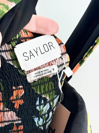 Saylor Starlee Floral Halter Neck Tiered Maxi Dress Black Multi Womens Small