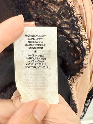 Alice + Olivia Kaylen Chiffon Lace Mini Fit & Flare Dress Black Women's Size 0