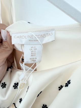 Caroline Constas satin maxi dress with ruffles, S