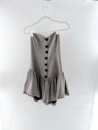 Majorelle Strapless Ruffle Hem Mini Dress with Button Beige Cream Women's Medium