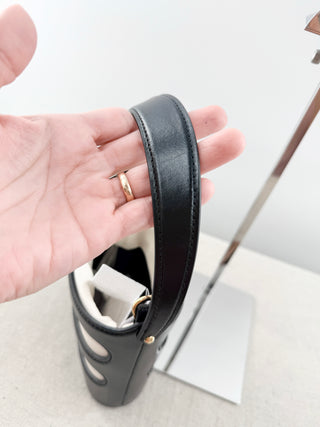 Alexander McQueen bucket leather and canvas bag with chain strap