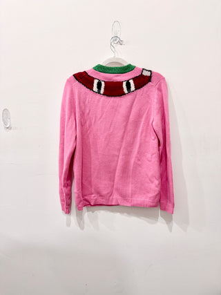 Gucci Knit Kingsnake Crew Neck Pullover Sweater Metallic Blush Pink Women's XS