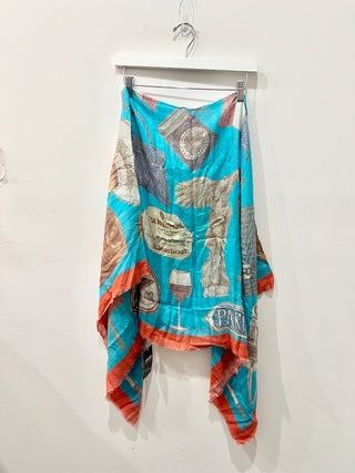 Anthropologie large silk blend printed scarf