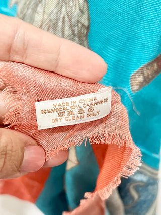 Anthropologie large silk blend printed scarf