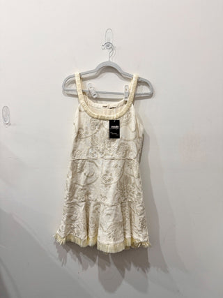 Alexis mini dress embroidered with raffia trims, L