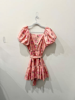 LoveShackFancy x Target Cecile Floral Satin Puff-Sleeve Mini Dress Pink Women 8