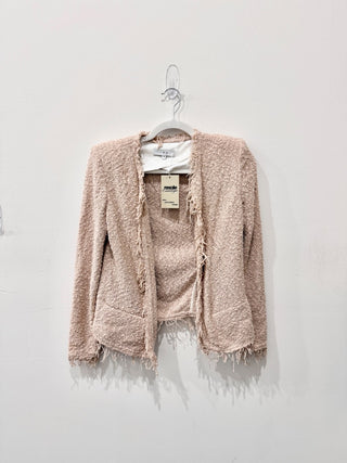 IRO Shavani Classic Long Sleeve Fringe Open Front Jacket Tan Women's Size 36