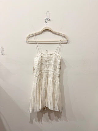 Free People FP One Lausanne Sleveless Smocked Slip Mini Dress White Women's L