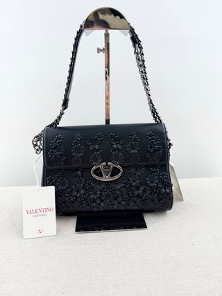 Valentino medium shoulder bag with floral apliques