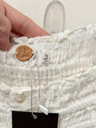 Free People FP One Lausanne Sleveless Smocked Slip Mini Dress White Women's L