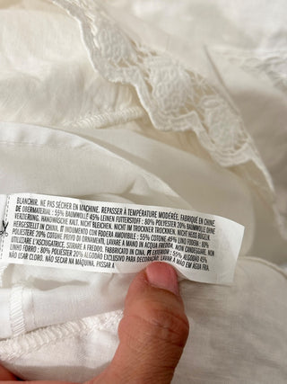 Endless Rose Crossed Halter Neck Lace Trim Mini Dress White Women's Size Medium