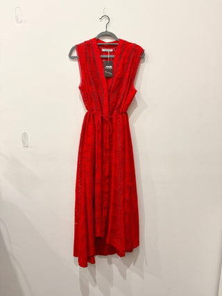 All Saints sleeveless eyelet front button shirt dress maxi, US 8