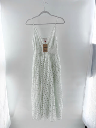Solid & Striped Ariel Eyelet Sleeveless A-Line Midi Dress Marshmallow Medium